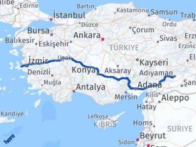 İzmir Urla Adıyaman Arası Kaç Km - Yol Haritası