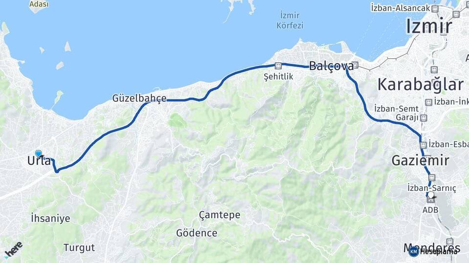 Urla Adnan Menderes Havalimanı Arası Kaç Km - Yol Tarifi