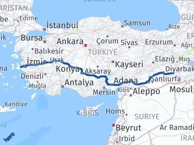 İzmir Urla Batman Arası Kaç Km - Yol Haritası