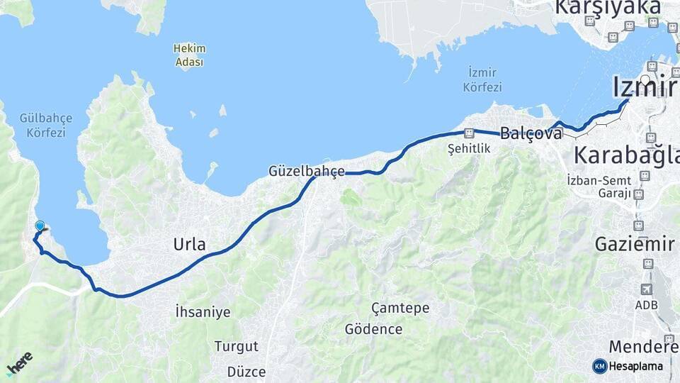 Gülbahçe İzmir Arası Kaç Km - Yol Tarifi