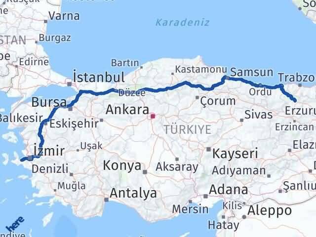 İzmir Urla Gümüşhane Arası Kaç Km - Yol Haritası