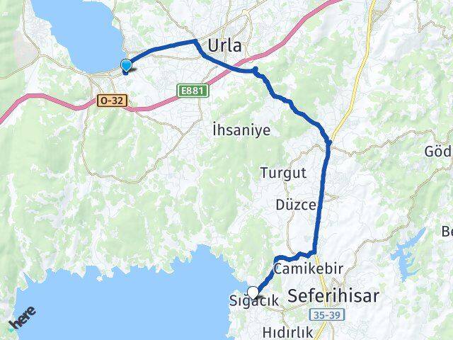 İçmeler Sığacık Arası Kaç Km - Yol Tarifi