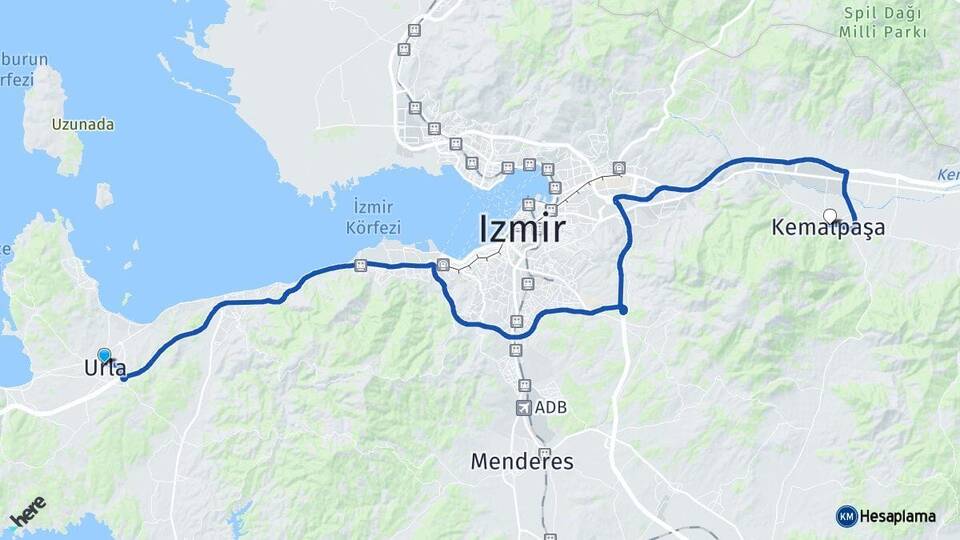 İzmir Urla Kemalpaşa Arası Kaç Km - Yol Haritası