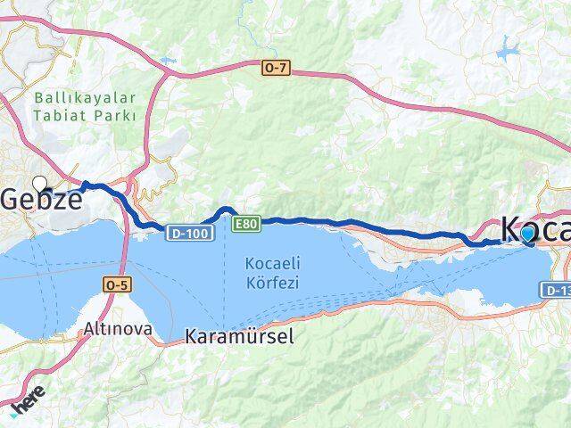 İzmit YHT Garı Gebze Arası Kaç Km - Yol Tarifi
