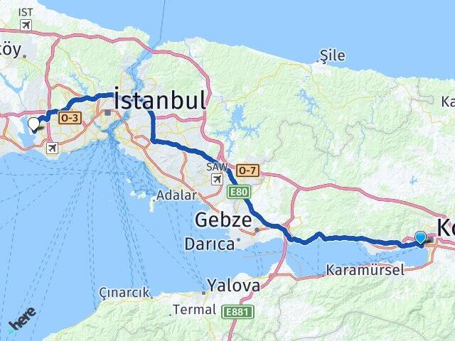 İzmit YHT Garı Halkalı Tren Garı Arası Kaç Km - Yol Tarifi
