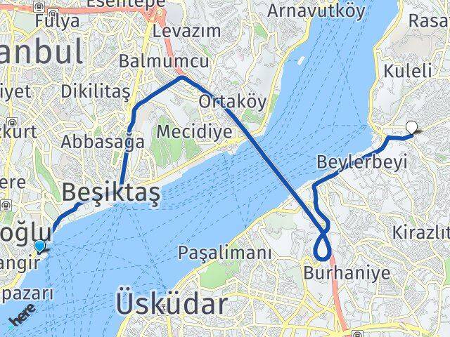 Kabataş İDO İskelesi Çengelköy Arası Kaç Km - Yol Tarifi