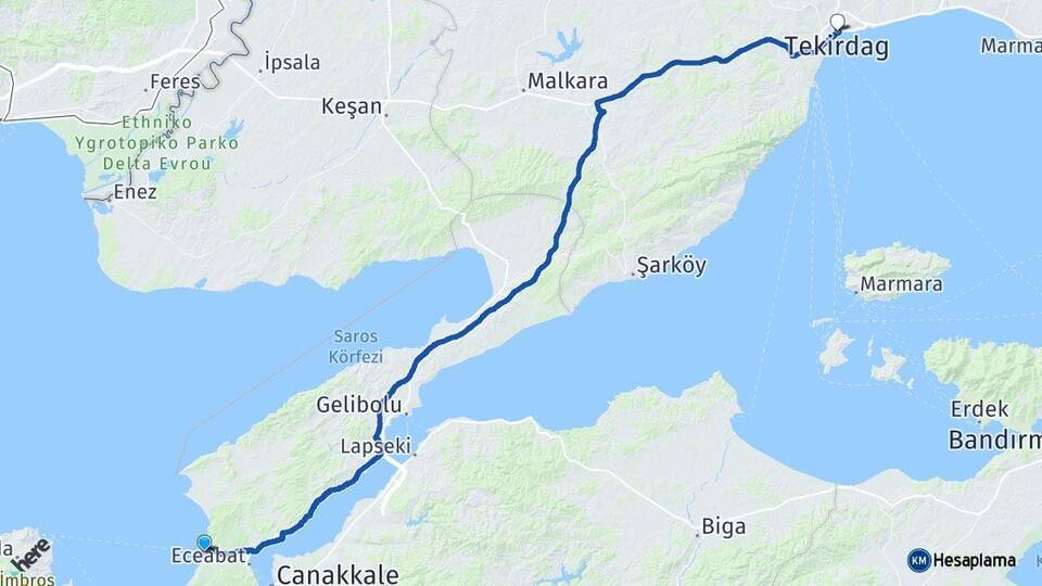 Kabatepe Feribot Terminali Tekirdağ Arası Kaç Km - Yol Tarifi
