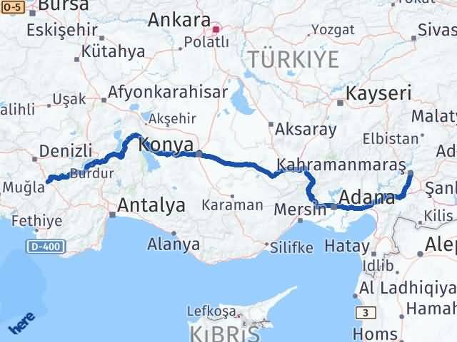 Kahramanmaraş Acıpayam Denizli Arası Kaç Km - Yol Haritası