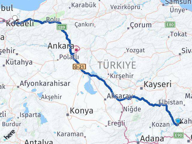 Kahramanmaraş Adapazarı Sakarya Arası Kaç Km - Yol Haritası