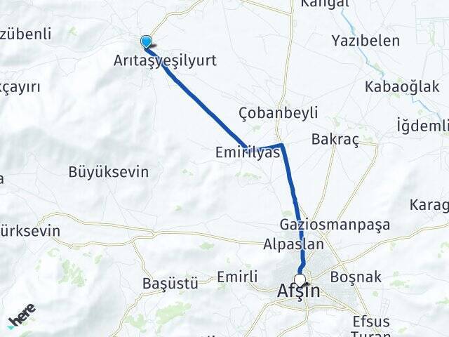 Arıtaş Afşin Arası Kaç Km - Yol Tarifi