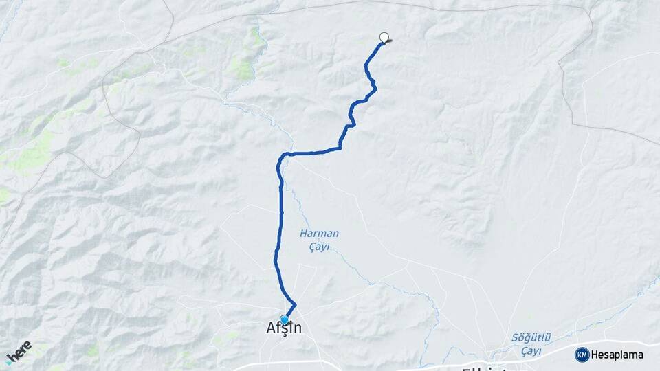 Kahramanmaraş Afşin Örenli Afşin Arası Kaç Km - Yol Haritası