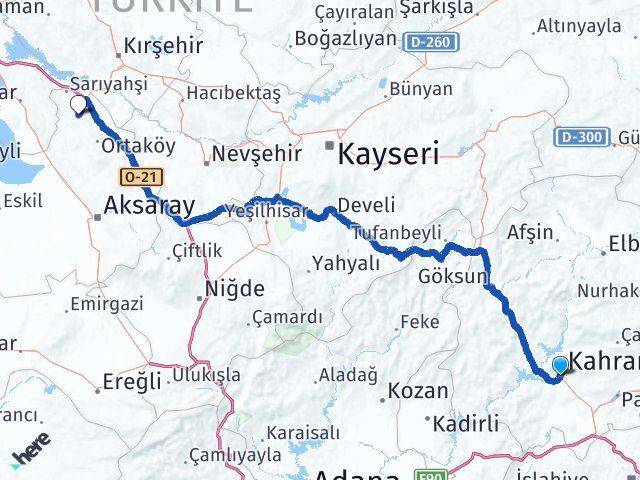 Kahramanmaraş Ağaçören Aksaray Arası Kaç Km - Yol Haritası