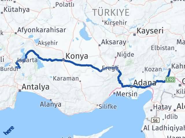 Kahramanmaraş Ağlasun Burdur Arası Kaç Km - Yol Haritası