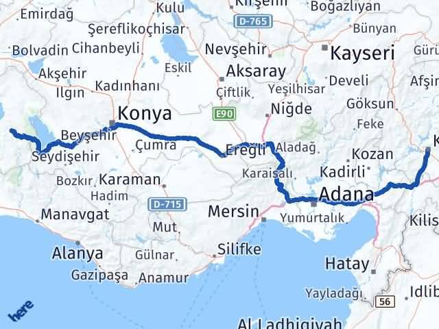 Kahramanmaraş Aksu Isparta Arası Kaç Km - Yol Haritası