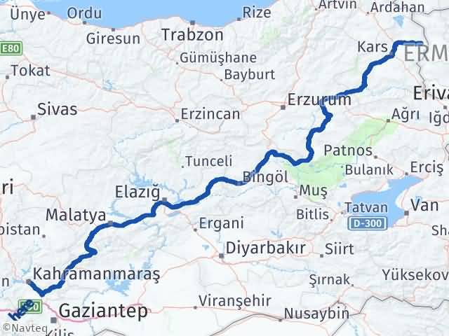 Kahramanmaraş Akyaka Kars Arası Kaç Km - Yol Haritası