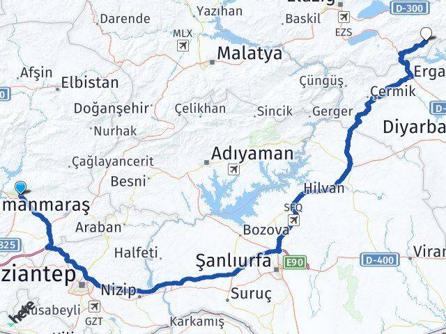 Kahramanmaraş Alacakaya Elazığ Arası Kaç Km - Yol Haritası