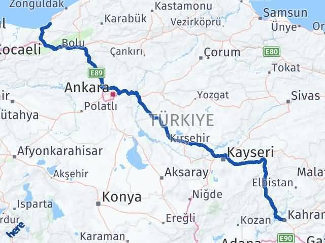 Kahramanmaraş Alaplı Zonguldak Arası Kaç Km - Yol Haritası