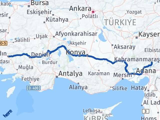 Kahramanmaraş Andırın Aydın Arası Kaç Km - Yol Haritası
