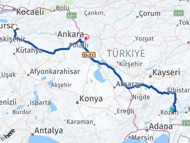 Kahramanmaraş Andırın Bilecik Arası Kaç Km - Yol Haritası