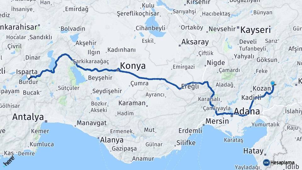 Kahramanmaraş Andırın Burdur Arası Kaç Km - Yol Haritası