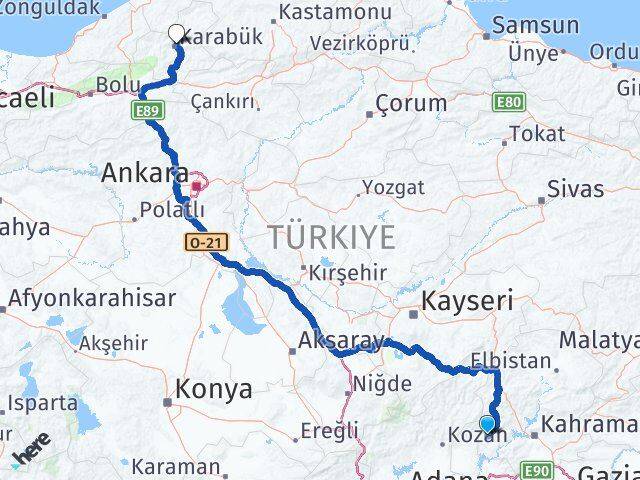 Kahramanmaraş Andırın Karabük Arası Kaç Km - Yol Haritası
