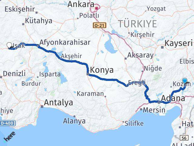 Kahramanmaraş Andırın Uşak Arası Kaç Km - Yol Haritası