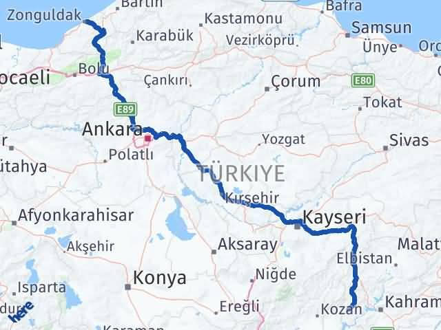 Kahramanmaraş Andırın Zonguldak Arası Kaç Km - Yol Haritası
