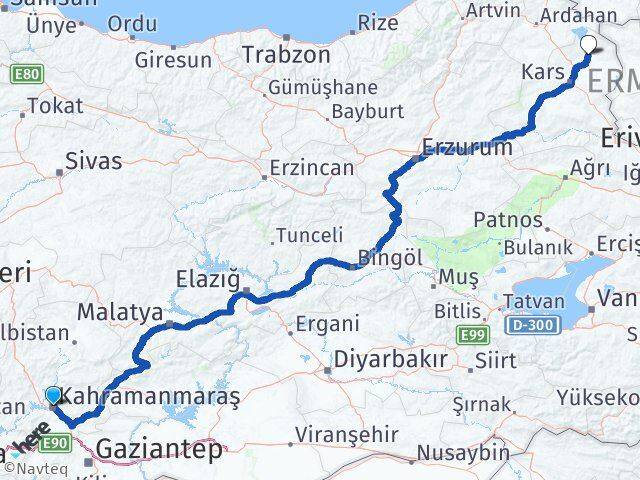 Kahramanmaraş Arpaçay Kars Arası Kaç Km - Yol Haritası