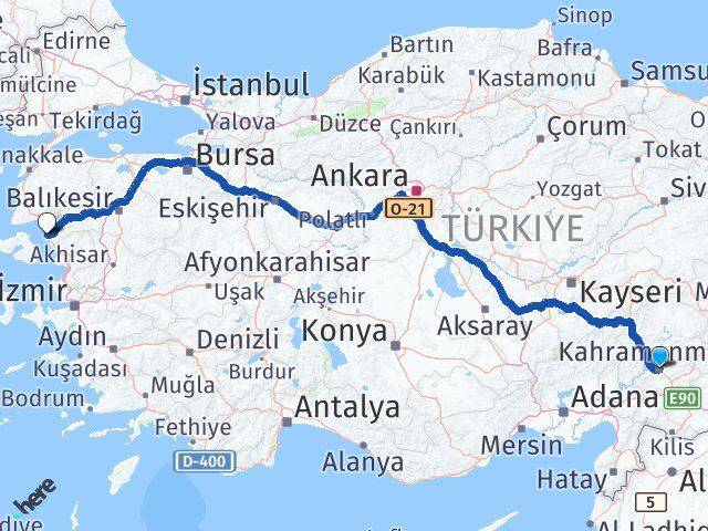 Kahramanmaraş Ayvalık Balıkesir Arası Kaç Km - Yol Haritası