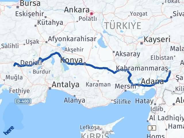 Kahramanmaraş Babadağ Denizli Arası Kaç Km - Yol Haritası