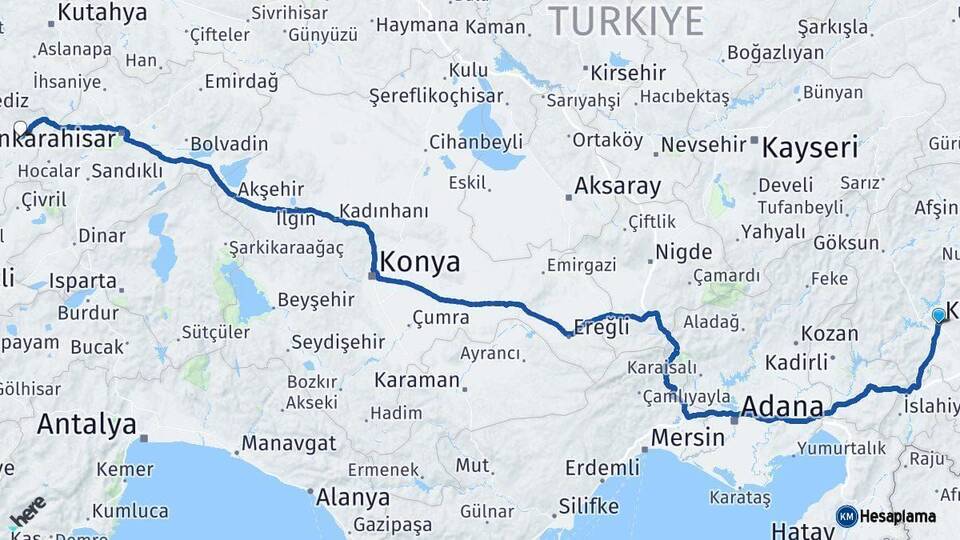 Kahramanmaraş Banaz Uşak Arası Kaç Km - Yol Haritası