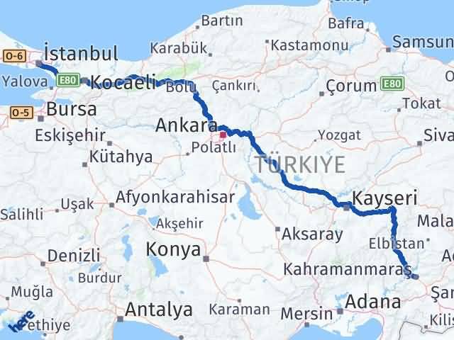 Kahramanmaraş Beyoğlu İstanbul Arası Kaç Km - Yol Haritası