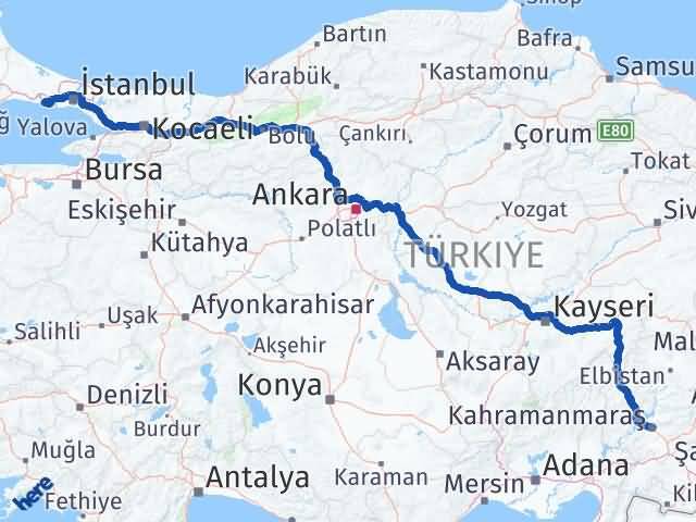 Kahramanmaraş Büyükçekmece İstanbul Arası Kaç Km - Yol Haritası