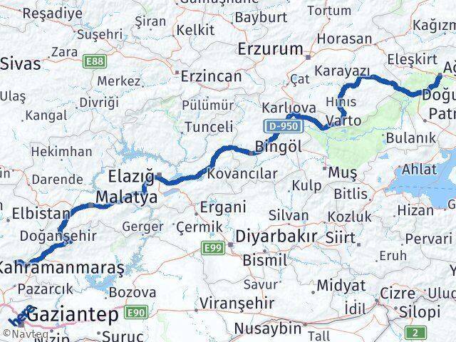Çağlayancerit Ağrı Arası Kaç Km - Yol Tarifi
