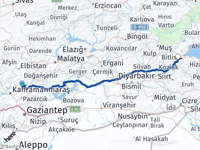 Çağlayancerit Bitlis Arası Kaç Km - Yol Tarifi