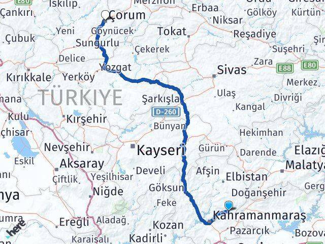Çağlayancerit Çorum Arası Kaç Km - Yol Tarifi