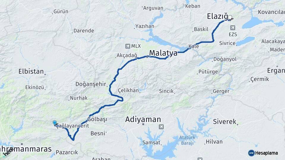 Çağlayancerit Elazığ Arası Kaç Km - Yol Tarifi