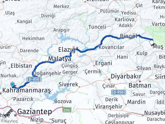 Çağlayancerit Muş Arası Kaç Km - Yol Tarifi