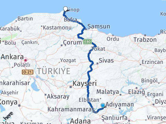 Çağlayancerit Sinop Arası Kaç Km - Yol Tarifi