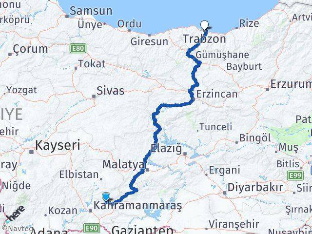 Çağlayancerit Trabzon Arası Kaç Km - Yol Tarifi
