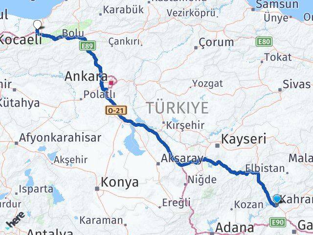 Kahramanmaraş Çilimli Düzce Arası Kaç Km - Yol Haritası