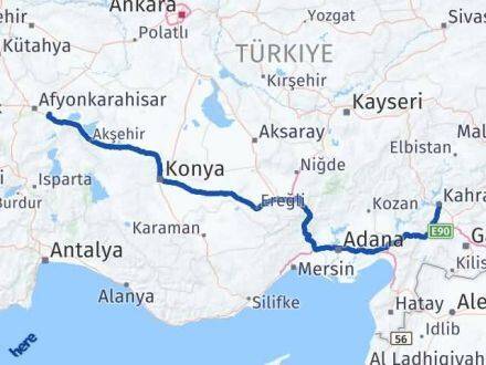 Kahramanmaraş Çobanlar Afyonkarahisar Arası Kaç Km - Yol Haritası