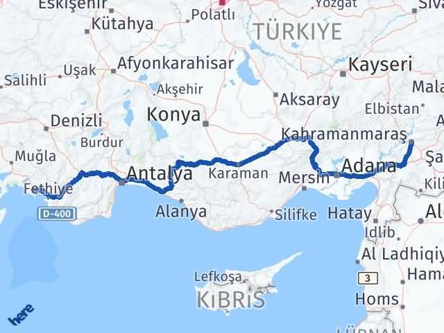 Kahramanmaraş Dalaman Muğla Arası Kaç Km - Yol Haritası
