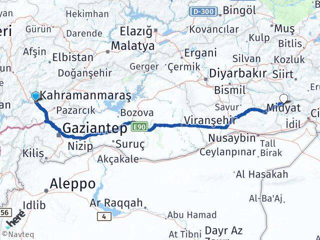 Kahramanmaraş Dargeçit Mardin Arası Kaç Km - Yol Haritası