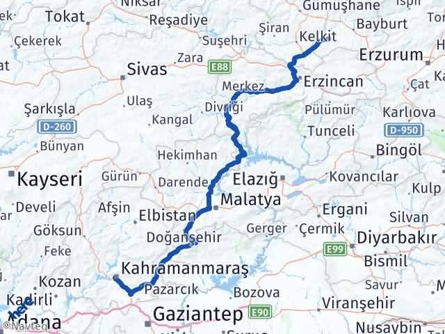 Kahramanmaraş Demirözü Bayburt Arası Kaç Km - Yol Haritası
