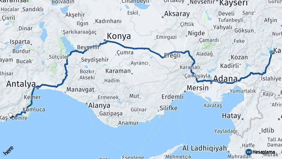 Kahramanmaraş Demre Arası Kaç Km - Yol Tarifi
