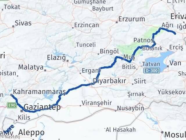 Kahramanmaraş Diyadin Ağrı Arası Kaç Km - Yol Haritası