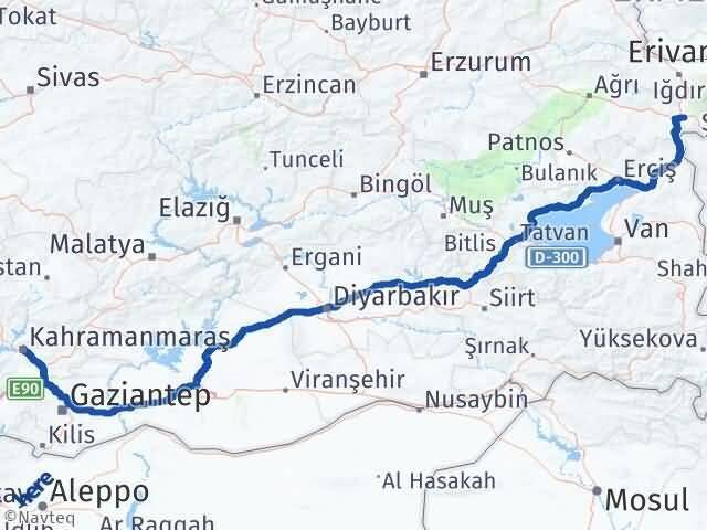 Kahramanmaraş Doğubayazıt Ağrı Arası Kaç Km - Yol Haritası