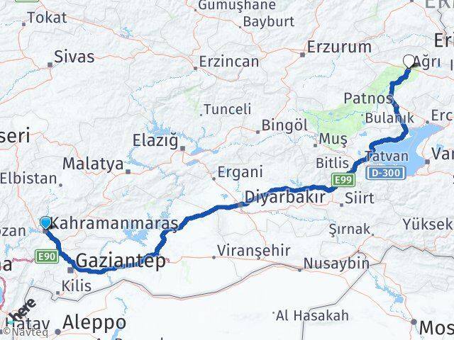 Dulkadiroğlu Ağrı Arası Kaç Km - Yol Tarifi