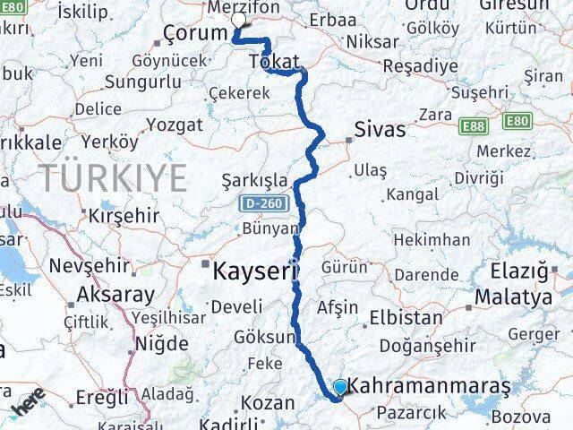 Dulkadiroğlu Amasya Arası Kaç Km - Yol Tarifi